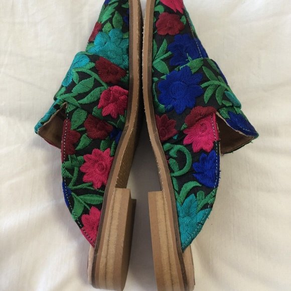 Free People At Ease Brocade Slip On Loafer Mule Floral Multi Color 6.5 - Picture 4 of 8